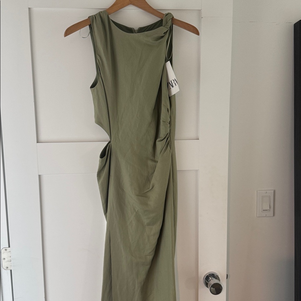 Zara Olive Green Midi Dress